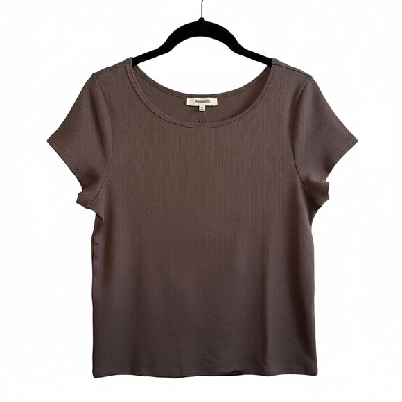 Madewell Tops - NWT Madewell (Re)generative Cotton Ribbed Cap-Sleeve Tee Brown XL